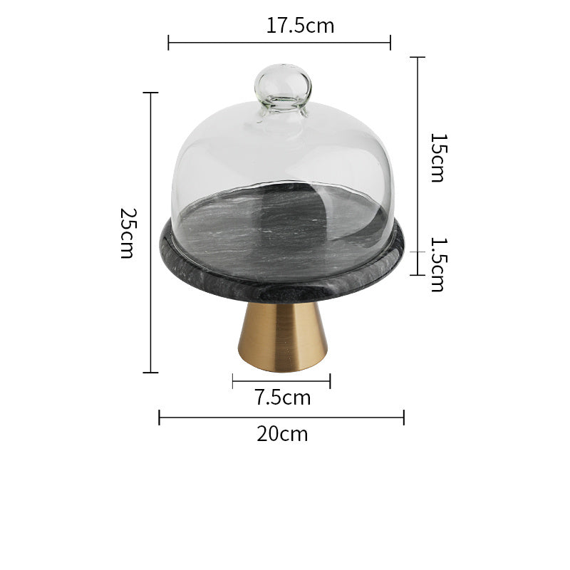 Tortenplatte aus Marmor mit Glasglocke