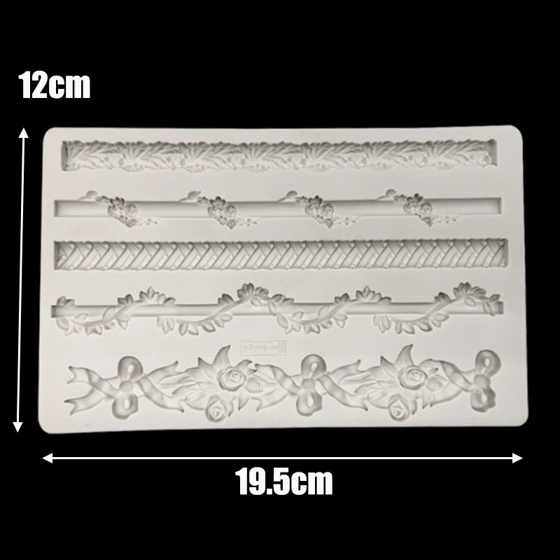 Baroque Silicone Mold Embossed Border Pearl Fudge Mold Rope Chain Bag Zipper Cake Decorating for Kitchen DIY Baking Tools