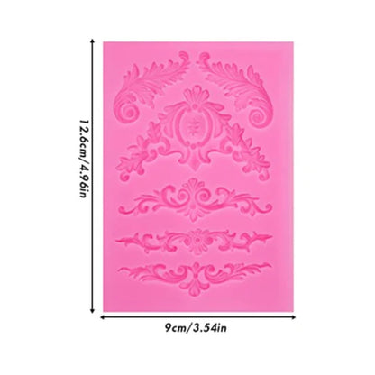 Baroque Grace Fondant Silicone Mold Embossed Flower Lace Mold 3D Carved Decorative Cupcake Decoration Resin Molds
