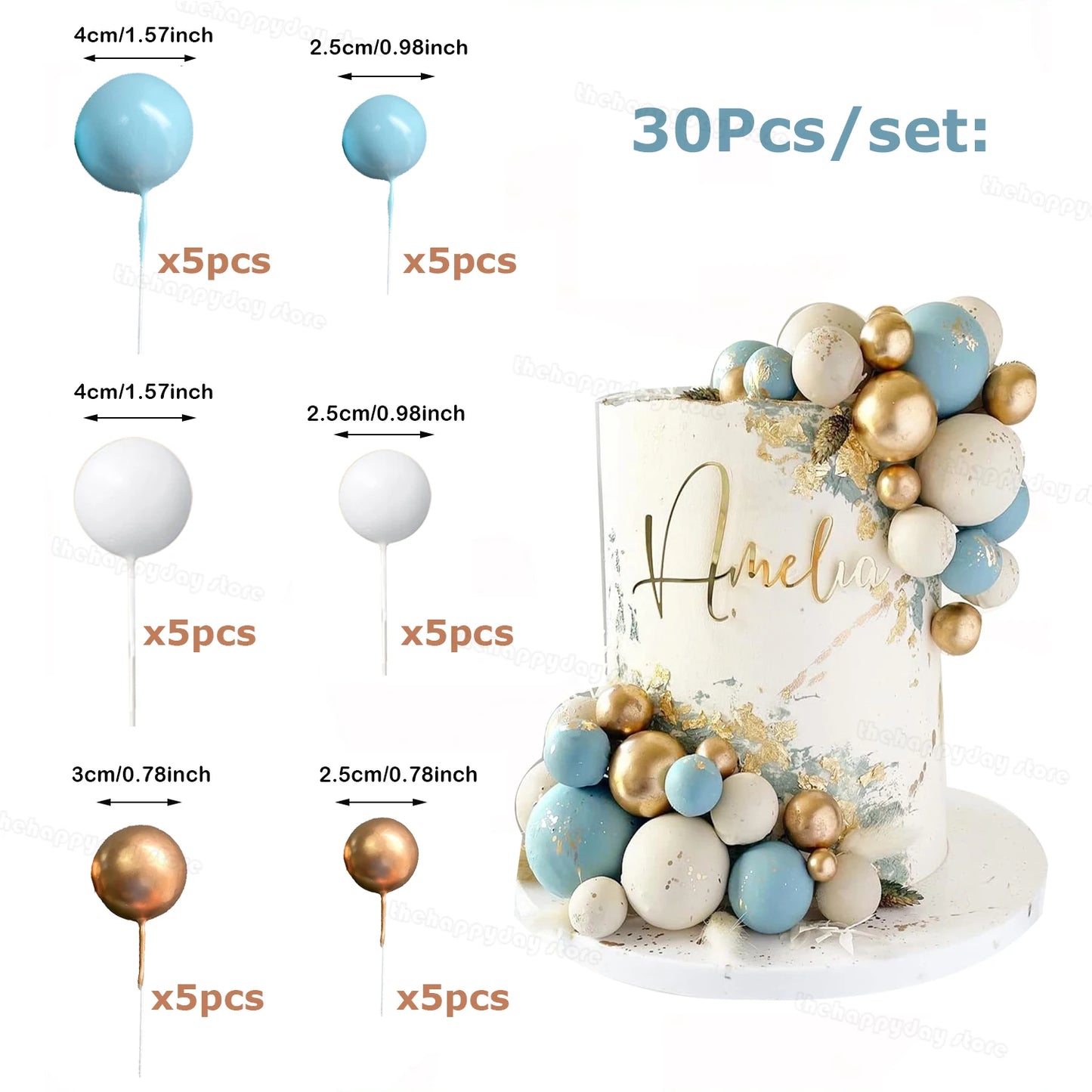 30 Stück Tortendeko Kugelm