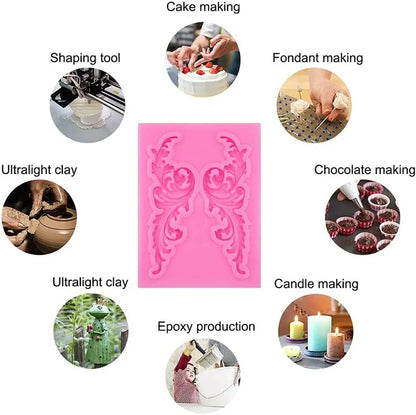 Baroque Grace Fondant Silicone Mold Embossed Flower Lace Mold 3D Carved Decorative Cupcake Decoration Resin Molds