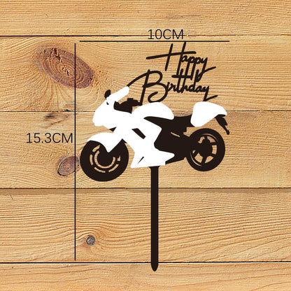 Motorcycle Car Birthday Cake Insertion Party Decoration