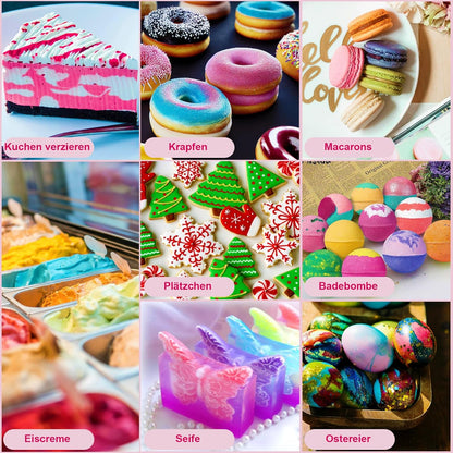 Lebensmittelfarbe Flüssige - 14 Farben Hochkonzentriert Lebensmittelfarbe Für Backen, Kekse, Fondant, Macaron,Diy Seifen, Kunsthandwerk Einfärben - 6 Ml Flaschen