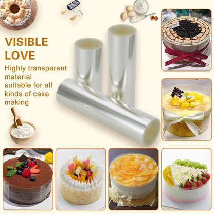 10M Transparent Cake Surround Film Mousse Cake Sheets Kitchen Bakeware Acetate Film for Cake Decor Surrounding Edge Cake Collar