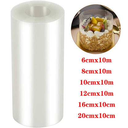 10M Transparent Cake Surround Film Mousse Cake Sheets Kitchen Bakeware Acetate Film for Cake Decor Surrounding Edge Cake Collar