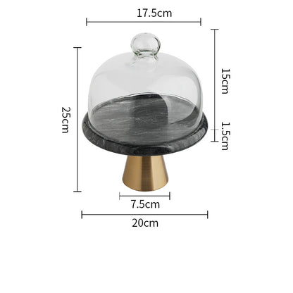 Tortenplatte aus Marmor mit Glasglocke