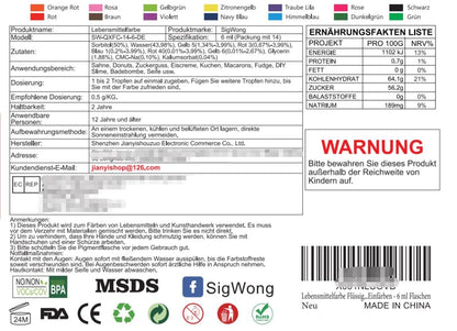 Lebensmittelfarbe Flüssige - 14 Farben Hochkonzentriert Lebensmittelfarbe Für Backen, Kekse, Fondant, Macaron,Diy Seifen, Kunsthandwerk Einfärben - 6 Ml Flaschen