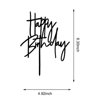 Happy Birthday Cake Topper schwarz, Acryl
