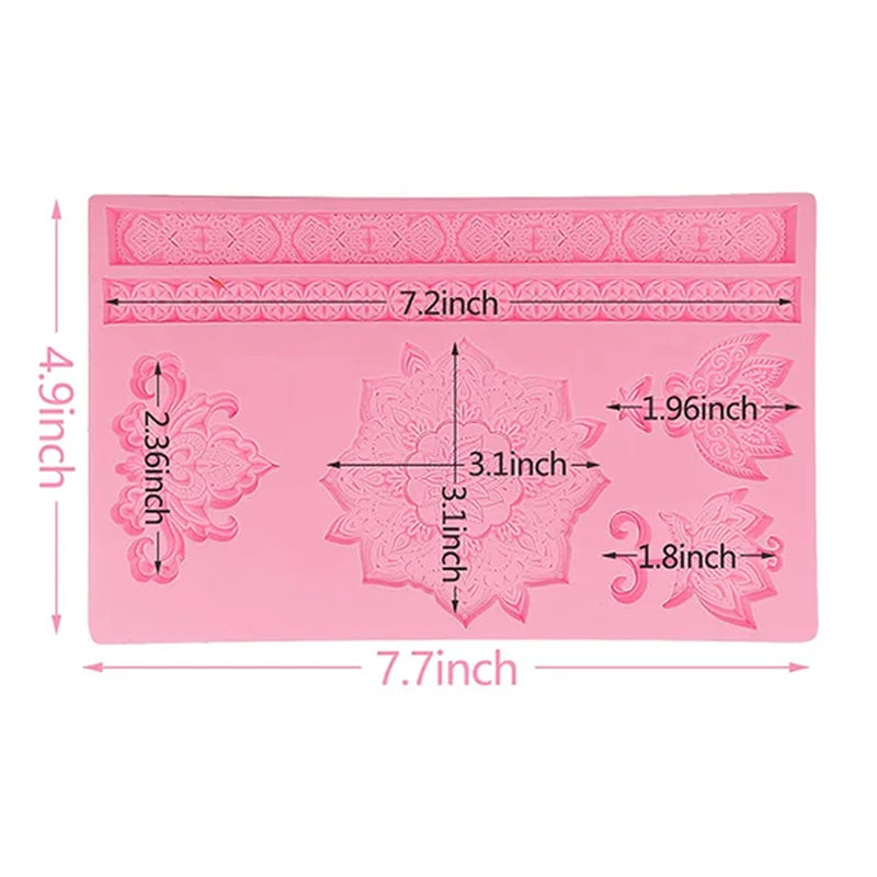 Barock Fondant Silikonform, Tortenranddekoration
