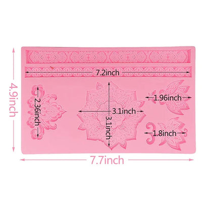 Barock Fondant Silikonform, Tortenranddekoration