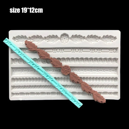 Barock Fondant Silikonform, Tortenranddekoration