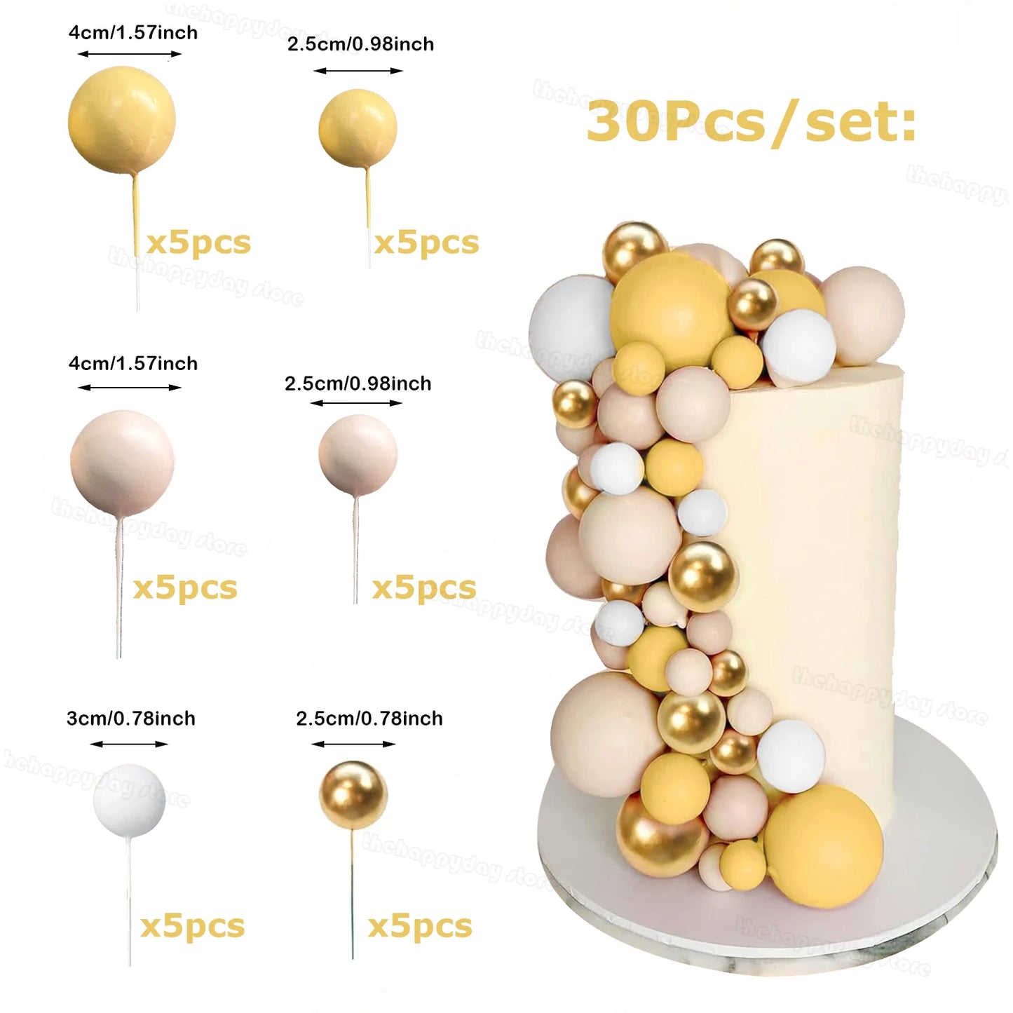 30 Stück Tortendeko Kugelm