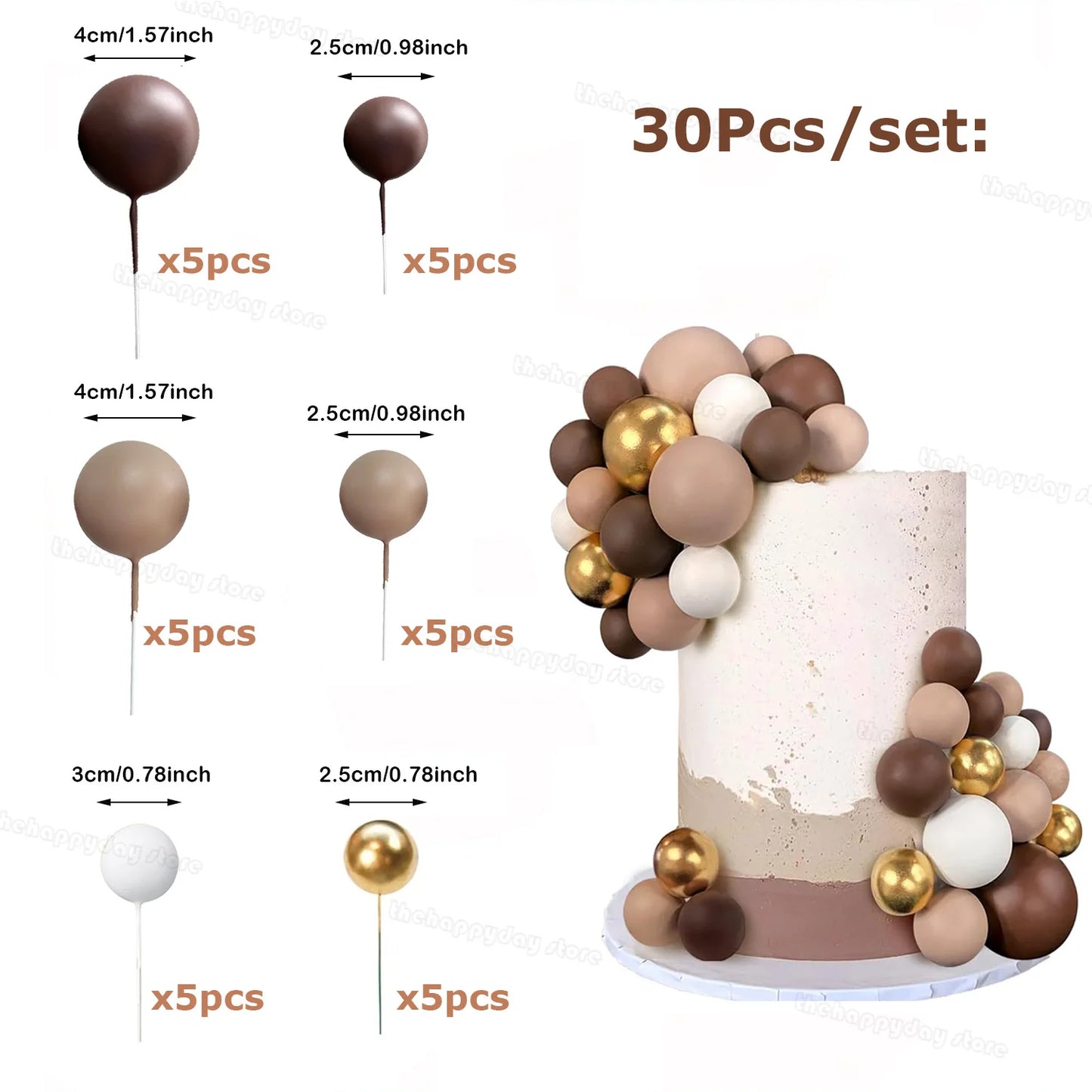 30 Stück Tortendeko Kugelm