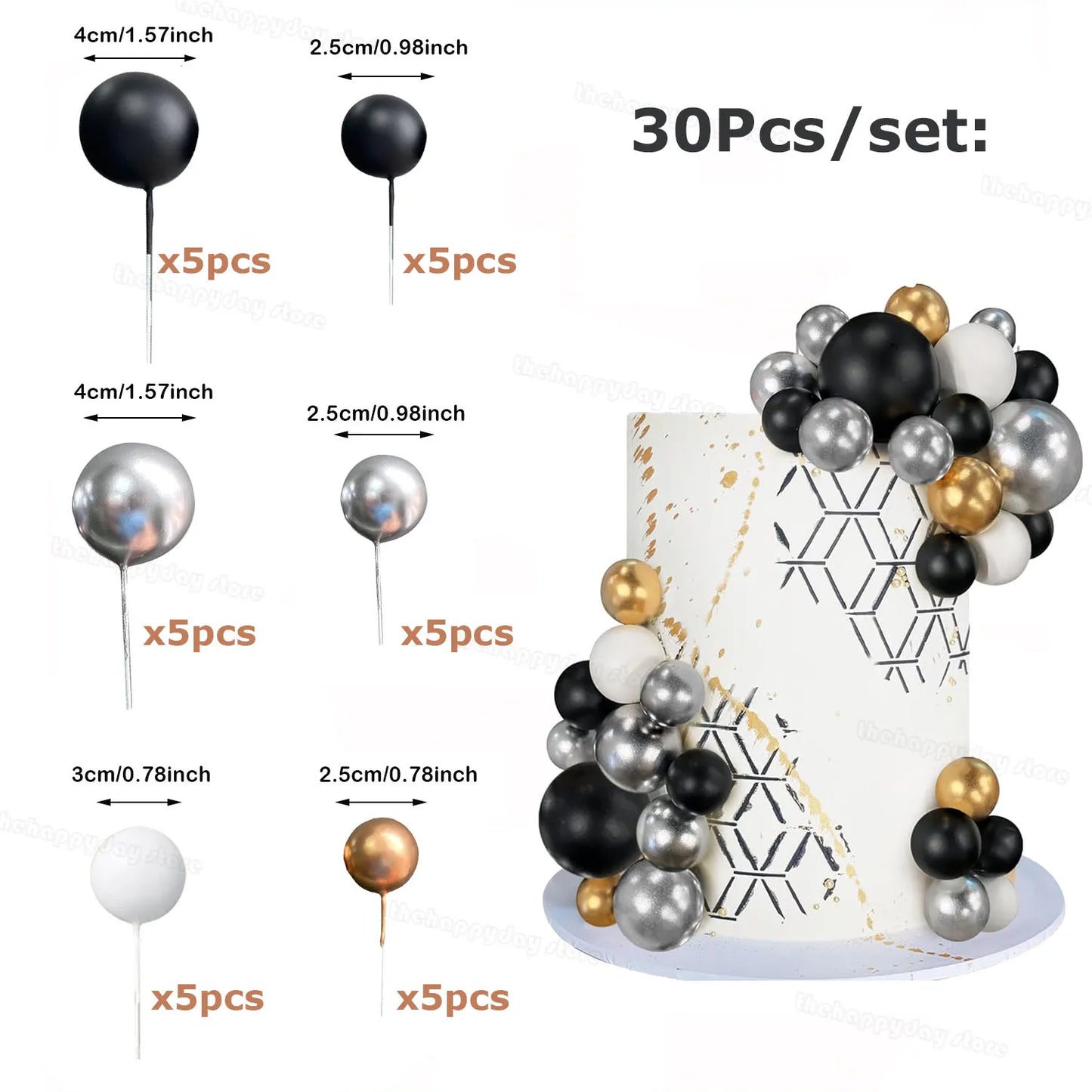 30 Stück Tortendeko Kugelm