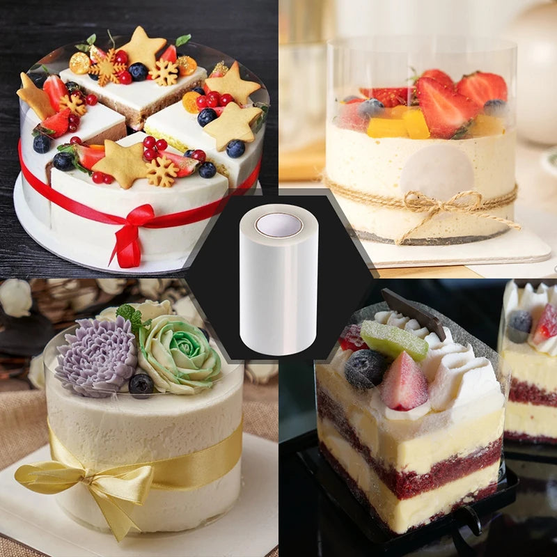 10M Transparent Cake Surround Film Mousse Cake Sheets Kitchen Bakeware Acetate Film for Cake Decor Surrounding Edge Cake Collar