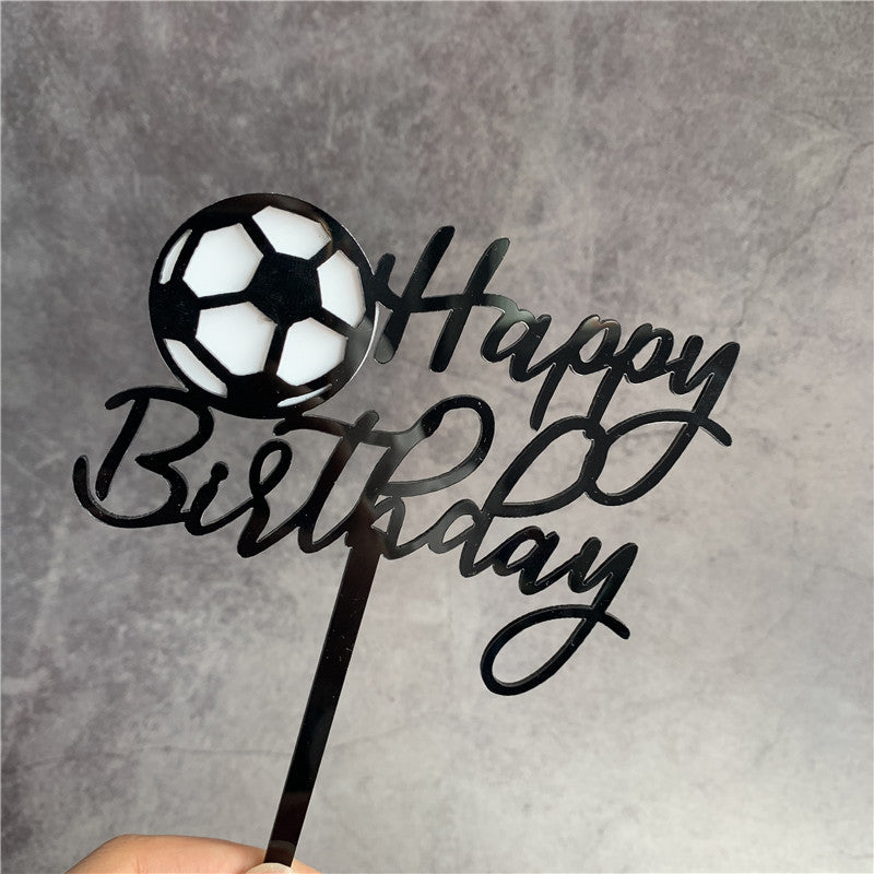 Men's Football Acrylic Baking Cake Topper Plug-in