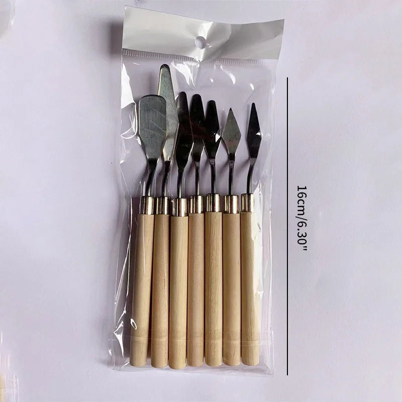 7Pcs/Set Stainless Steel Fondant Cake Spatula Cream Mixing Scraper Oil Painting Shovel Baking Pastry Tools Kitchen Accessories