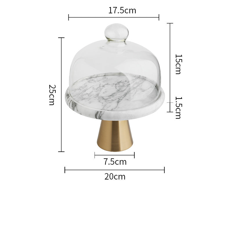 Tortenplatte aus Marmor mit Glasglocke