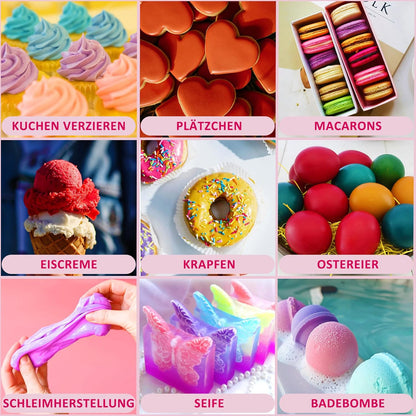 Lebensmittelfarbe Flüssige - 14 Farben Hochkonzentriert Lebensmittelfarbe Für Backen, Kekse, Fondant, Macaron,Diy Seifen, Kunsthandwerk Einfärben - 6 Ml Flaschen
