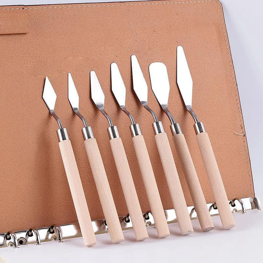 7Pcs/Set Stainless Steel Fondant Cake Spatula Cream Mixing Scraper Oil Painting Shovel Baking Pastry Tools Kitchen Accessories